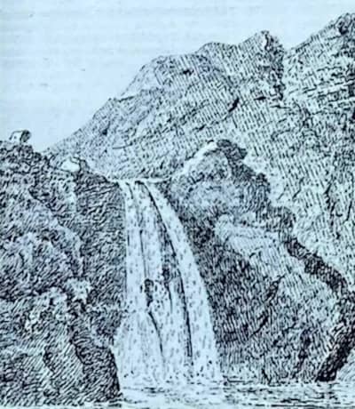 Helgufoss sketch from Sir John Thomas Stanley's Expedition